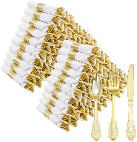 Goodluck 400PCS Gold Fancy Wrapped Silverware Set Disposable by GoodLuck