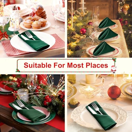 Hiasan Cloth Napkins Set of 6, 20 x 20 Inch, Hunter Green - Image 6