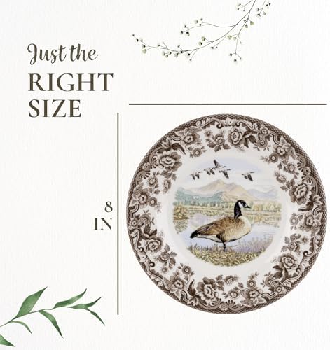 Spode Woodland Canadian Goose Salad Plate - 8" Fine Earthenware with British Flowers Border for Appetizers, Salads, Desserts - Microwave, Oven, Freezer, Dishwasher Safe, Made in England - Image 7
