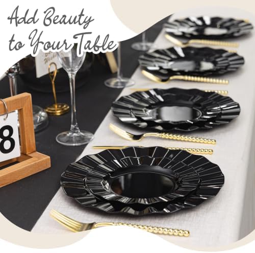 72PCS Black Plastic Plates, Wavy Plates - Image 5