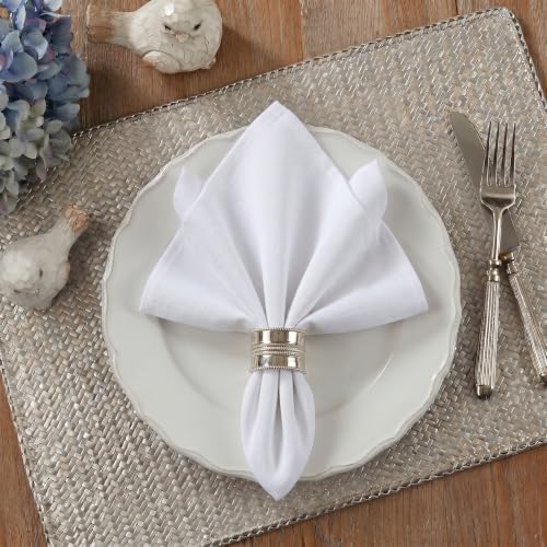 EHouseHome Waterproof Faux Linen Dinner Napkins, Set of 12, 17 x 17, White - Image 3
