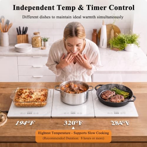 FYY Electric Warming Tray - 3-Panel Food Warmers for Parties Buffet Marble - Image 3