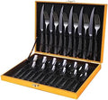 Hammered Black Silverware Set, OGORI 24-Piece 18/10 Stainless Steel Flatware Set, Service of 6 by OGORI