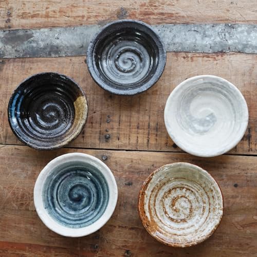 5.3 inches Serving Plates Set of 5, Rough Cut Shape Pottery, Dishwasher and microwave safe,Japanese Traditional Style and Color, Dessert plates, Appetizer Plates, Salad Plates (Deep Plate) - Image 6