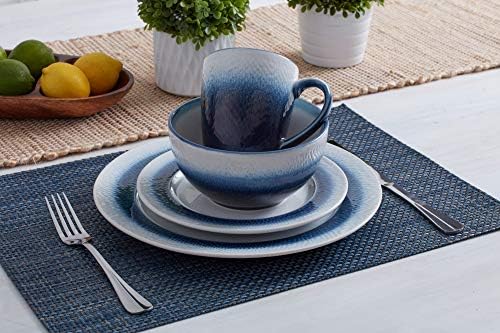 Pfaltzgraff Eclipse Blue 16-Piece Stoneware Dinnerware Set, Service for 4 with Dinner Plates, Salad Plates, Bowls and Mugs, Dishwasher and Microwave Safe - Image 2