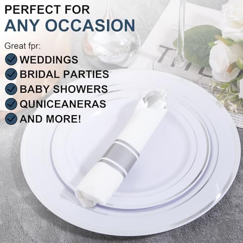 400PCS Pre Rolled Silver Plastic Silverware Sets for Dinners & Weddings - Image 2