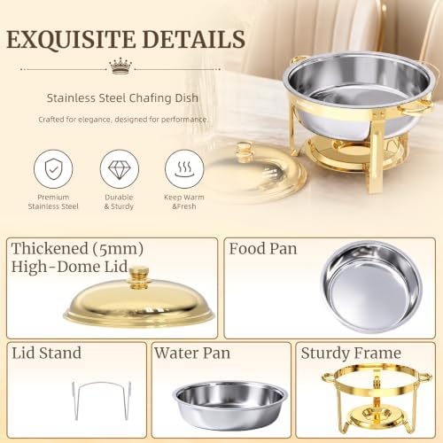 HEADMALL Chafing Dishes for Buffet 1 Pack, 6QT Gold Food Warmers for Parties Buffet Servers, Warming Trays for Wedding, Birthday Party or Holiday Celebration (1, Gold) - Image 3
