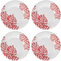 UP Red Coral Melamine Round Dessert Plates, Small Serving Plates, for Appetizer, Snacks, and Side Dishes, Red, 6 Inch, Set of 4 by UPware
