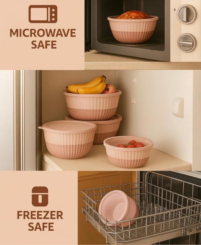 Mixing Bowls with Airtight Lids – 8 Piece Nesting Kitchen Set – BPA-Free, Leak-Proof & Stackable – Dishwasher, Microwave & Freezer Safe