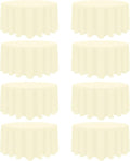 8 Pack Beige Round Tablecloth 120 Inch Beige Table Cloth Stain and Wrinkle Resistant Round Beige Tablecloths Reusable and Washable Polyester Fabric Table Covers for Buffet Wedding Party and Banquet