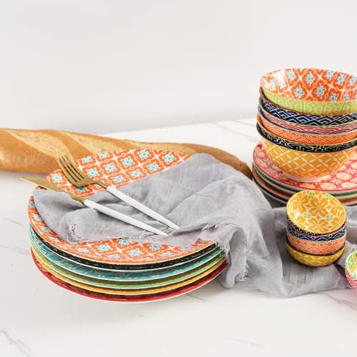 Metahom 10 Inch Dinner Plates Set of 6, Colorful Ceramic Plates - Image 5