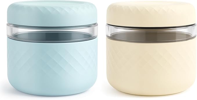 24 oz Glass Lunch Bowl Containers with Lids 2 Pack | Leak & Spill Proof, BPA-Free, Microwave & Dishwasher Safe | Airtight Meal Prep & Food Storage Jar for Lunch, Salad, Soup, Oats, Stew, Yogurt