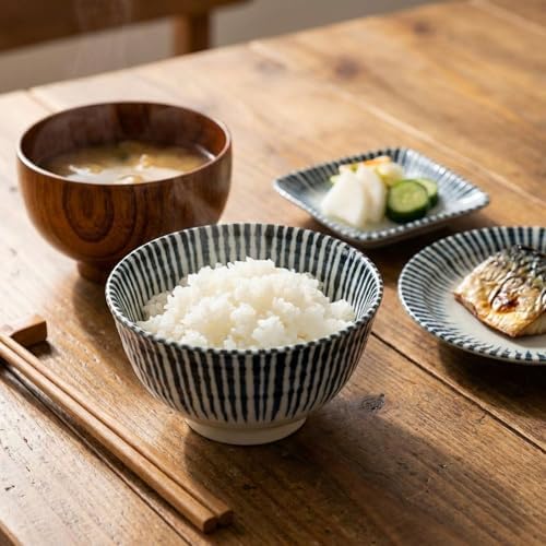 Japanese Rice Bowls 6" 12oz Indigo Blue Set of 2 - Image 2