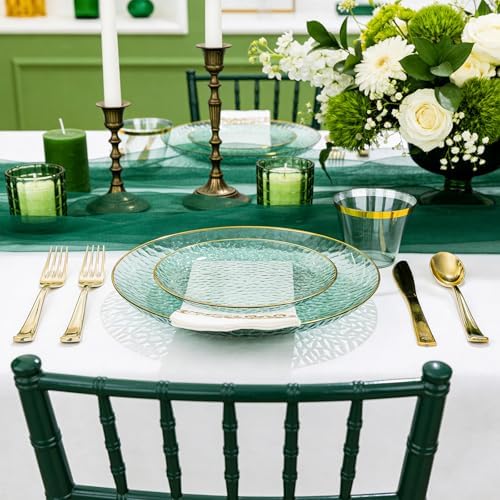 DaYammi 350PCS Green Plastic Dinnerware Set for 50 Guests - Image 2