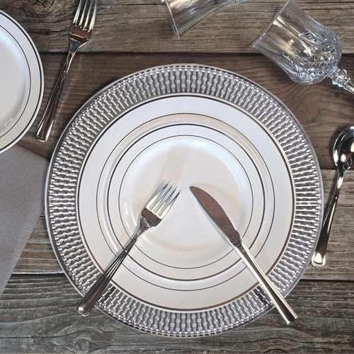 Brightalk 13-Inch Stainless Steel Beaded Charger Plates, Silver Dinner Plate Chargers Set of 6, Round Server Ware - Image 6