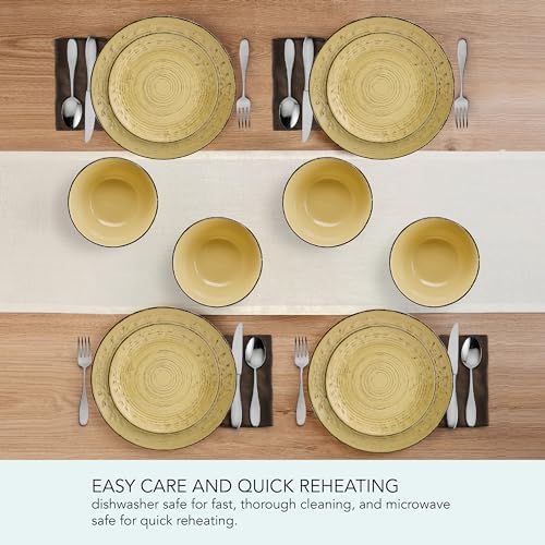 Pfaltzgraff Trellis Sunflower 12 Piece Dinnerware Set, Service for 4, Yellow - Image 6