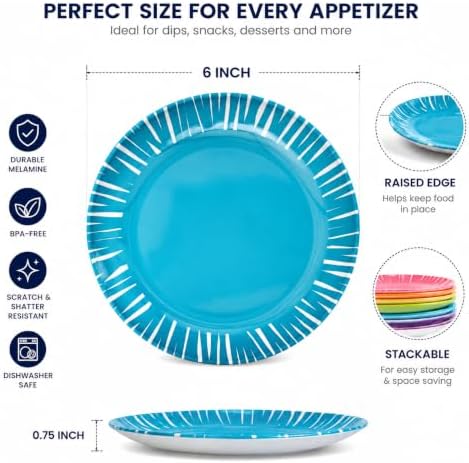 French Bull Melamine Assorted Plates-6 Piece Set -Melamine Dinnerware-Platter, Serving, Party, Platter, Dish (6" Appetizer Plate, Fringe) - Image 4