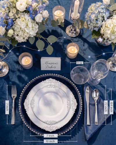 Nervure 600Pcs Silver Plastic Plates, Plastic Dinnerware Set for 100 Guests - Image 3
