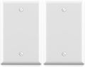 ELEGRP 1-Gang Blank Device Wall Plates, Mid-Size 4.88" H x 3.13" L Unbreakable Thermoplastic Blank Faceplate Cover for Unused Outlets/Switches, UL Listed (2 Pack, Glossy White)