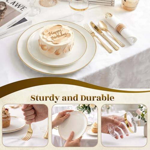 White Gold Dinnerware Set Disposable Plates for 350PCS 50 Guests - Image 6