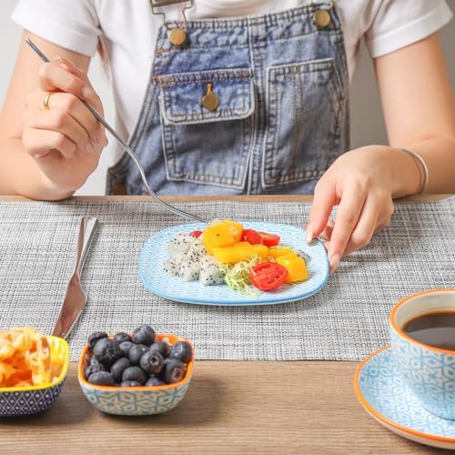 Selamica Porcelain Small Plates - 6 Inch Dessert, Appetizer & Salad Plates - Microwave & Dishwasher Safe - Set of 6 - Assorted Color - Image 5