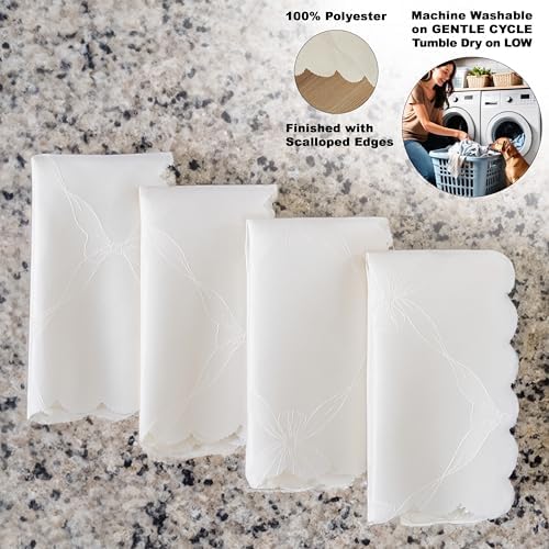 Newbridge Holiday Ribbons Bows Ivory Napkins, Set of 4 - Image 4