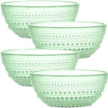 Green Glass Bowl Set of 4 Hobnail Pressed Glass Bowls 20 oz by Yungala