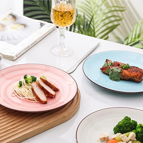 Selamica Ceramic 8 inch Dinner Plates, Small Dessert Salad Plates, Porcelain Serving Plate for Appetizer, Pancakes, Steak, Set of 6, Gradient Color - Image 4