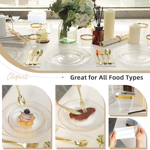 350PCS Clear Gold Plastic Dinnerware Set for 50 Guests - Image 6