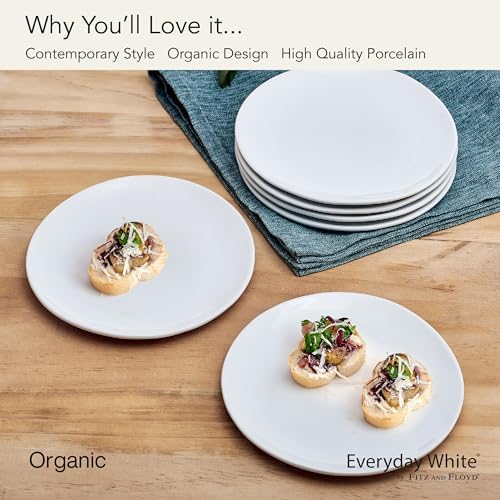 Fitz and Floyd Everyday Organic White Porcelain Appetizer Dessert Plates, Set of 6, 6 Inch - Image 5