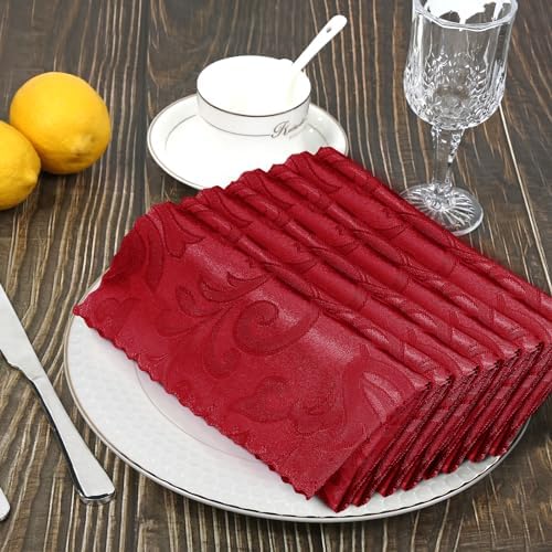 24 Pack Red Damask Satin Napkins 17 x 17 Inch - Image 6