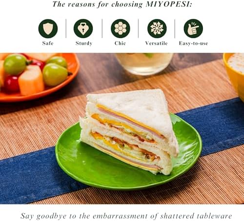 6.7-Inch Melamine Dessert Plates (Set of 6) - Unbreakable and Reusable Dinnerware with Ceramic Feel, Stackable and Dishwasher-Safe (Green) - Image 2