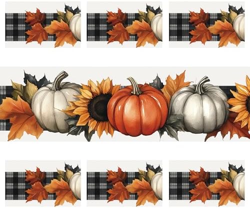 ANNA QUEEN Buffalo Plaid Pumpkin Table Runner and Placemats Set of 6, 13"x72" Table Runner with 12"x18" Placemats, Fall Sunflower Dining Table Set for Kitchen, Farmhouse, Thanksgiving Decor - Image 2