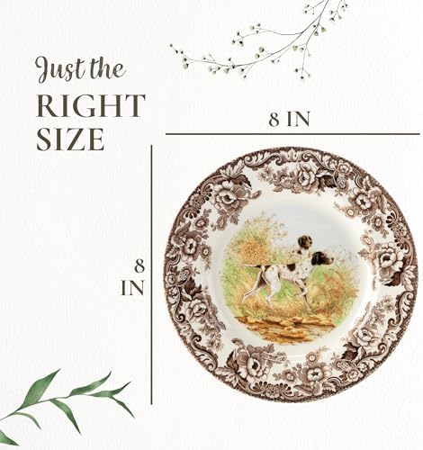 Spode Woodland Hunting Dogs Flat Coated Pointer Salad Plate - Image 2