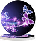 Flowers and Butterfly Drink Coasters Modern Beautiful Fly Animal Shine in Dark Housewarming Presentss for New Home Present for Friends,2 Pcs,4 X 4 X 0.35 Inches for Men Women
