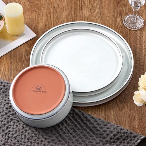 LIANYU 18 PCS Dinnerware Sets for 6, Stoneware Dinner Plates and Bowls Set - Image 3