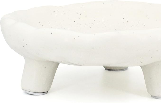 Three-Legs Ceramic Decorative Bowl- 8" Small White Footed Fruit Bowl for Kitchen Counter, Entryway &Table Home Décor,Multi-Purpose Footed Centerpiece Bowl for Candy,Breads,candles, trinkets or key