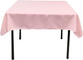 LA Linen Polyester Poplin Washable Square Tablecloth, Stain and Wrinkle Resistant Table Cover 58x58, Fabric Table Cloth for Dinning, Kitchen, Party, Holiday 58 by 58-Inch, Pink Light