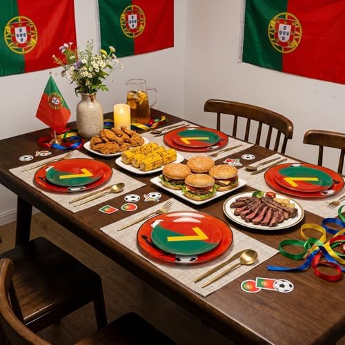 I00000 20 Pcs Red Plastic Soccer Plates, Disposable Plates for Soccer Party - Image 2