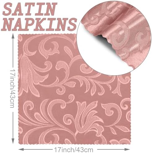 12 Pack Rose Gold Damask Satin Napkins 17 x 17 Inch - Image 3