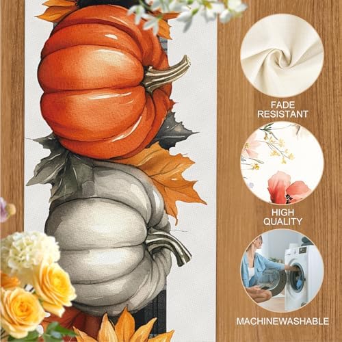 ANNA QUEEN Buffalo Plaid Pumpkin Table Runner and Placemats Set of 6, 13"x72" Table Runner with 12"x18" Placemats, Fall Sunflower Dining Table Set for Kitchen, Farmhouse, Thanksgiving Decor - Image 4
