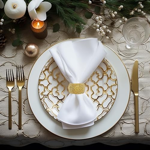 COTTON CRAFT Glitz Handmade Beaded Napkin Rings - Set of 12 - Gold - Image 2