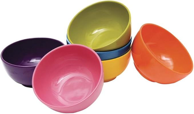French Bull Melamine Mini Bowls, 6-Piece Set, Small Serving Bowl – Snack, Condiment, Dip, Dessert, Ice Cream – Shatter Proof, Food-Safe, BPA Free, Dishwasher Safe, 4” 10 oz - Multicolor