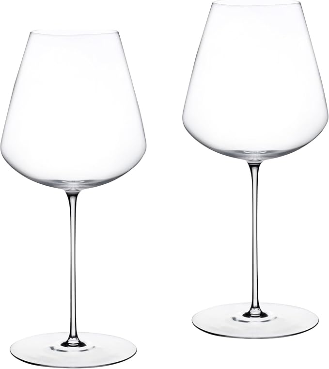 NUDE Red Wine Glasses Set of 2, Stem Zero Elegant – Crystal Long Stem Red Wine Glasses for Light to Medium Bodied Red Wines, Tapered Sides, Lead-Free, Dishwasher Safe, 22 oz Each