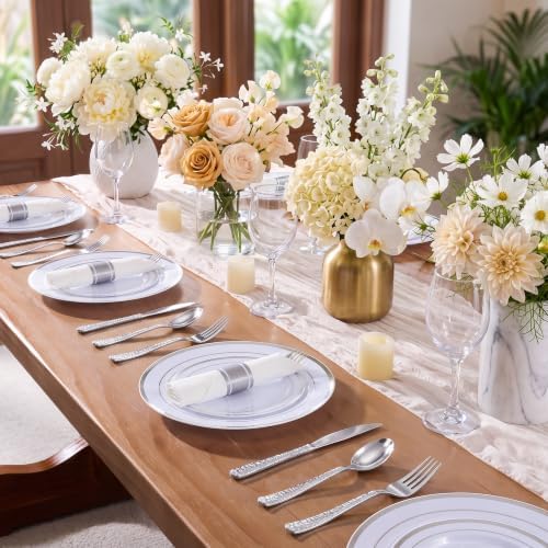 Goodluck 400PCS Silver Hammered Wrapped Silverware Set Disposable - Image 6