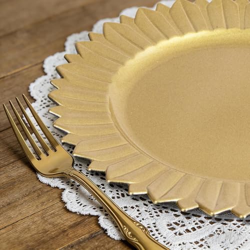 MAONAME Gold Charger Plates Set of 12, Plastic Chargers with Sunflower Rim - Image 5