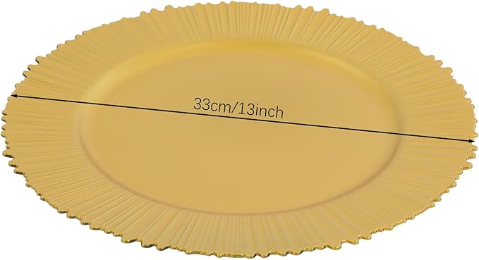 100 Pcs Charger Plates Set, Round Charger Plates, Reusable Serving Plates Embossed Rim Plastic Chargers Plate Decorative Round Plate Chargers