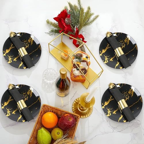 100 Pack Pre Rolled Gold Plastic Silverware Set with Napkins - Image 5