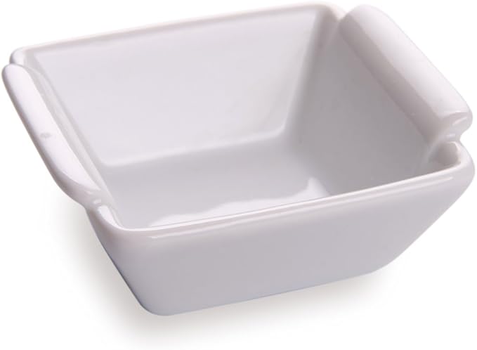 Restaurantware 1 Ounce Soy Sauce Dishes 10 Lipped Dipping Bowls - Built-In Handles Stain-Resistant White Porcelain Mini Bowls Dishwasher-Safe For Appetizers And Condiments