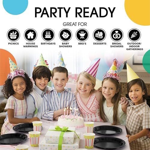 Exquisite Party Solids Sturdy Black Plastic Plates 10" Party Plates 50 Pcs - Image 6